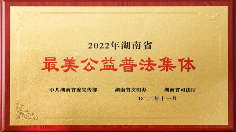 中機國際獲評2022年“湖南省最美公益普法集體”